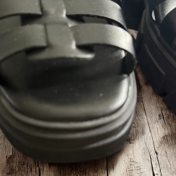 New American Eagle Womens Fisherman Sandals Size 11 Black Open Toe Chunky Heel - Picture 8 of 16